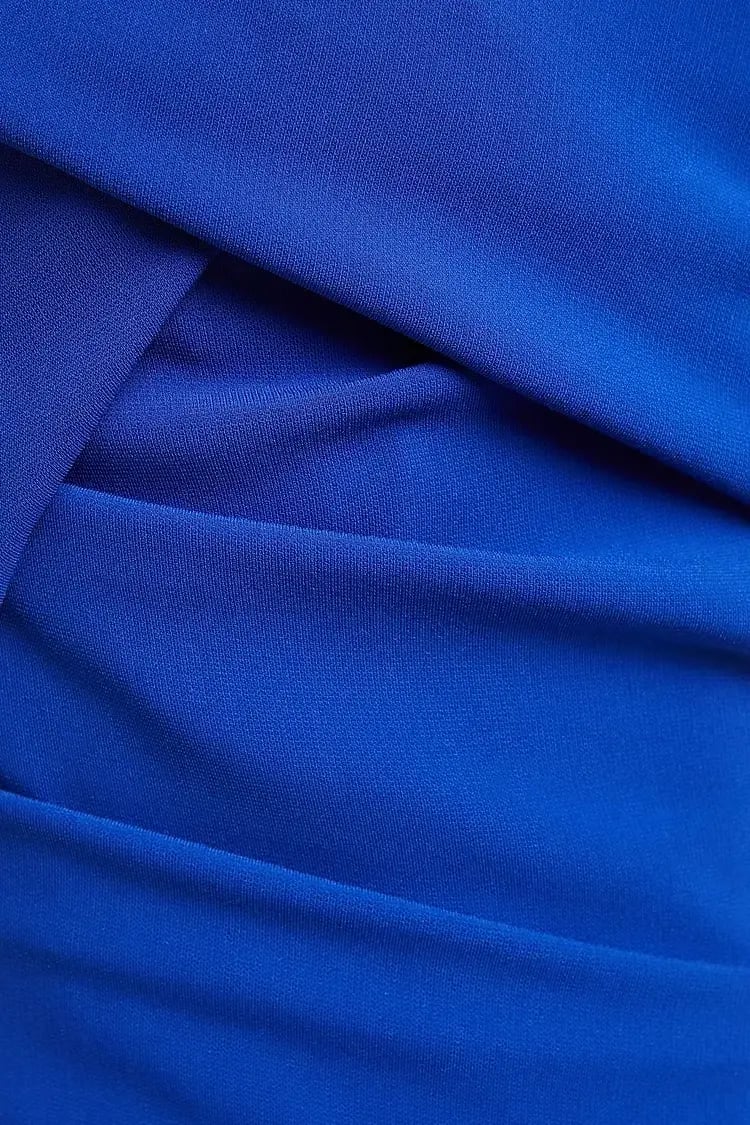 Talbot Runhof Moa Ruched Stretch-Crepe Gown Blue Size 6 photo 5