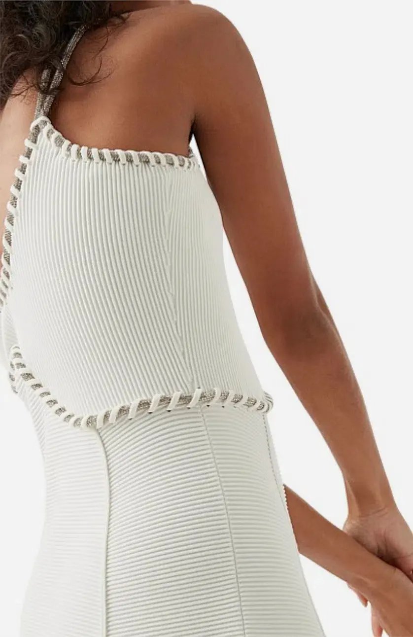 Aje Carve Abstract Knit Dress - White - Size S photo 3