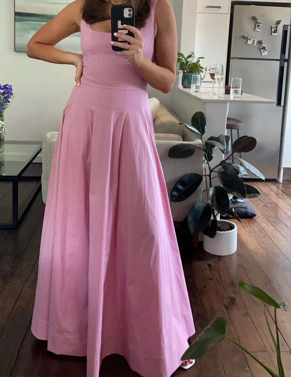 STAUD Wells Maxi Dress Pink Size 8 photo 2