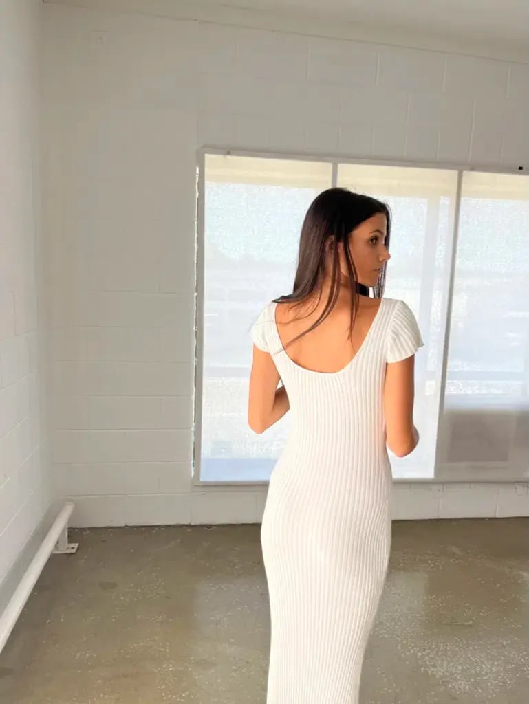 Bec & Bridge Millie Knit Midi Dress White Size 6 photo 9