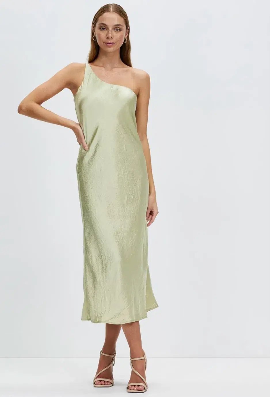 Third Form Crush Bias One Shoulder Midi Dress Apple Green Size 8 photo 2
