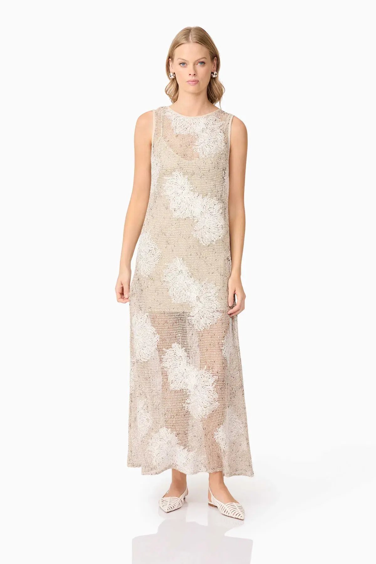 Curaae by Elliatt Samieka Crochet Midi Dress in Beige Size 10 photo 5