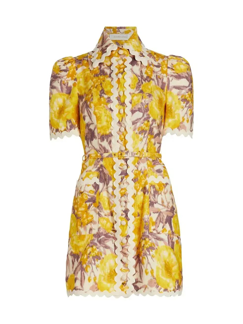 Zimmermann Ric Rac Mini Dress Yellow Floral Size 1/Au 10 photo 3