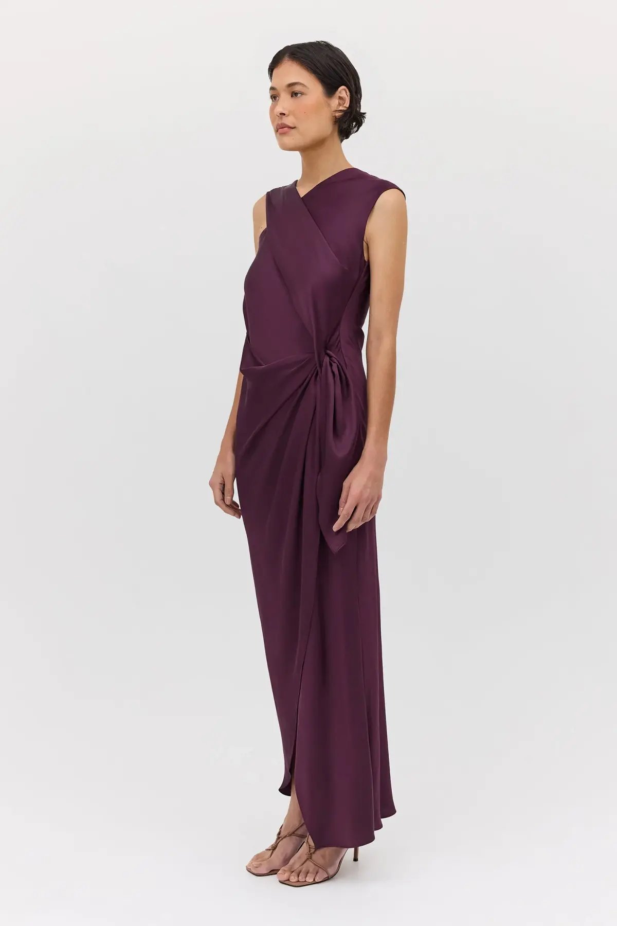 Bianca Spender Aubergine Satin Deviation Gown Size 10 photo 5
