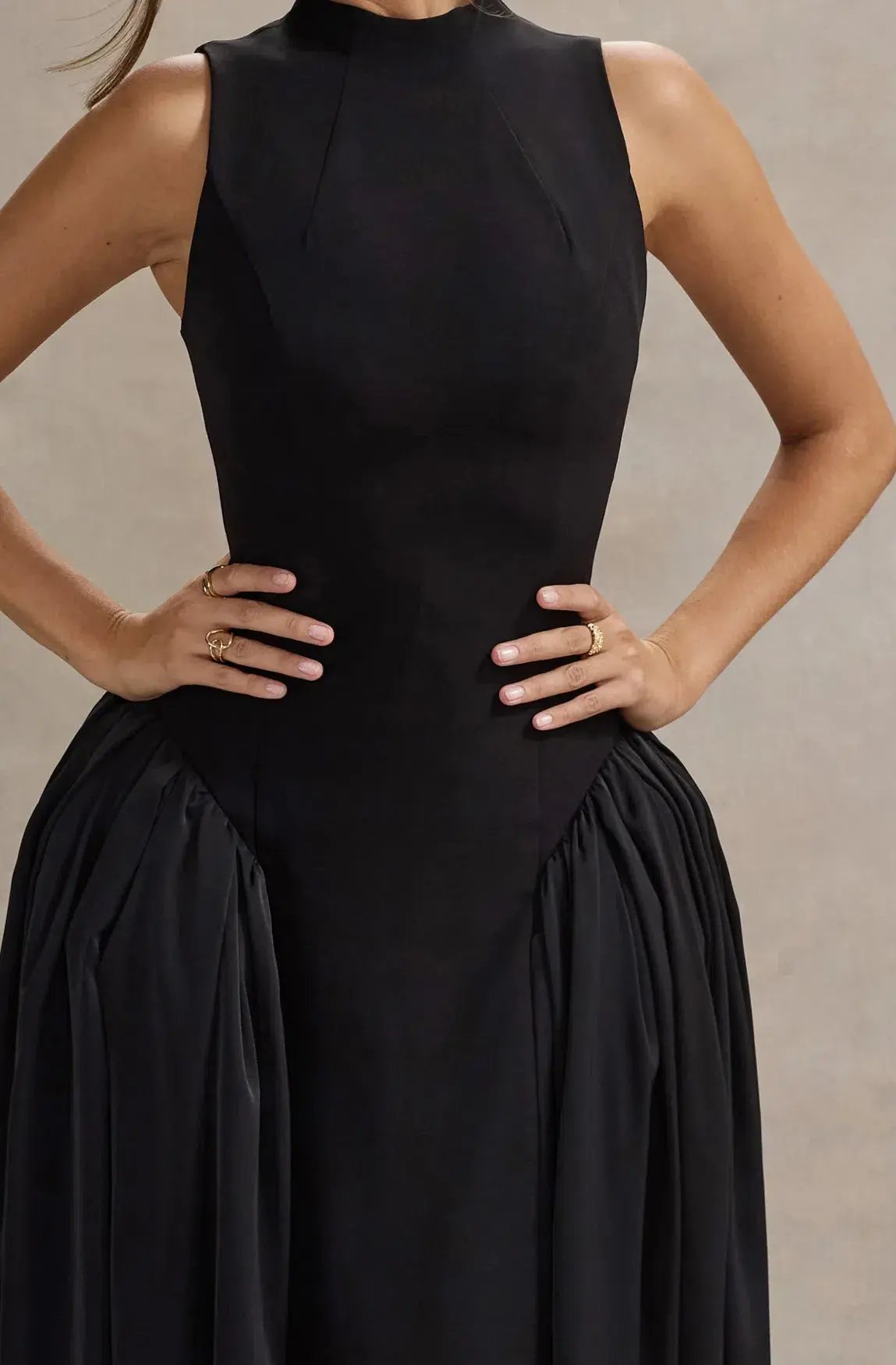 Club L London Napoli High Neck Midi Dress Black Size 10 photo 2
