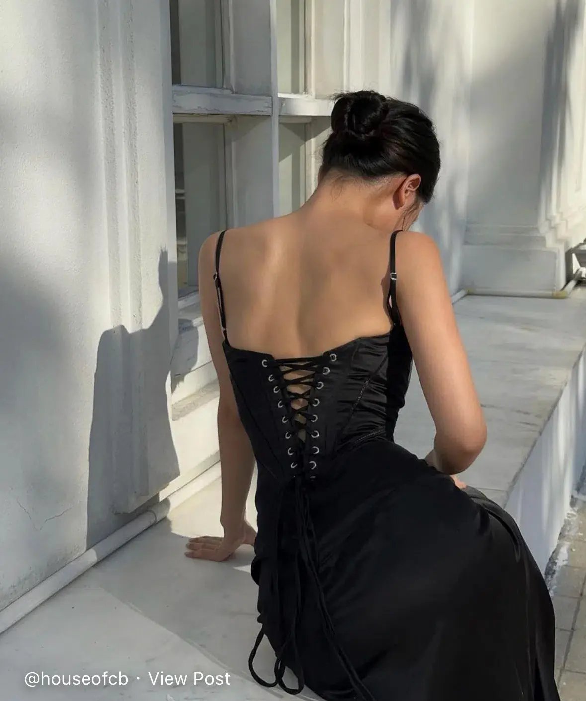 House of CB Anabella Lace Up Corset Maxi Dress in Black Size S /AU 8 photo 7