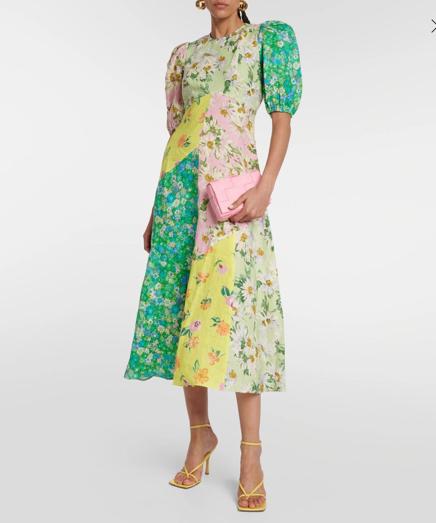 Alemais Kenzie Patchwork Linen Midi Dress photo 2