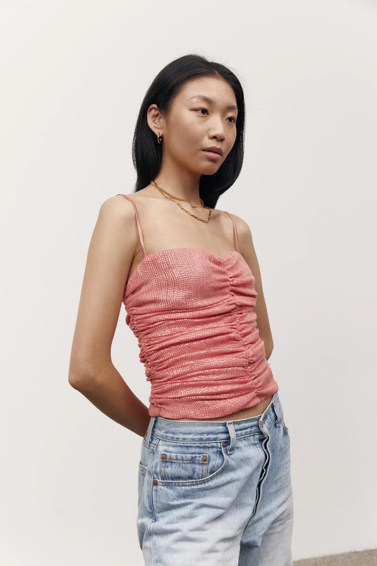 Olivia Cashmore Ginger Kisses Sequin Top Peony Pink Size 16 photo 2