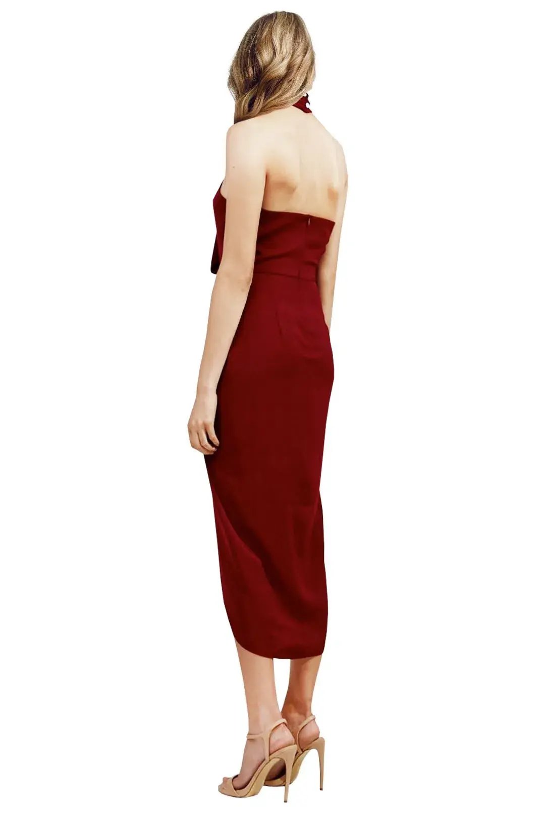 Shona Joy Core Knot Drape Dress Burgundy Size 10 photo 2