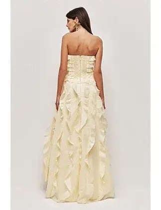 Aje Allairie Gown Butter Yellow Size 10 photo 5