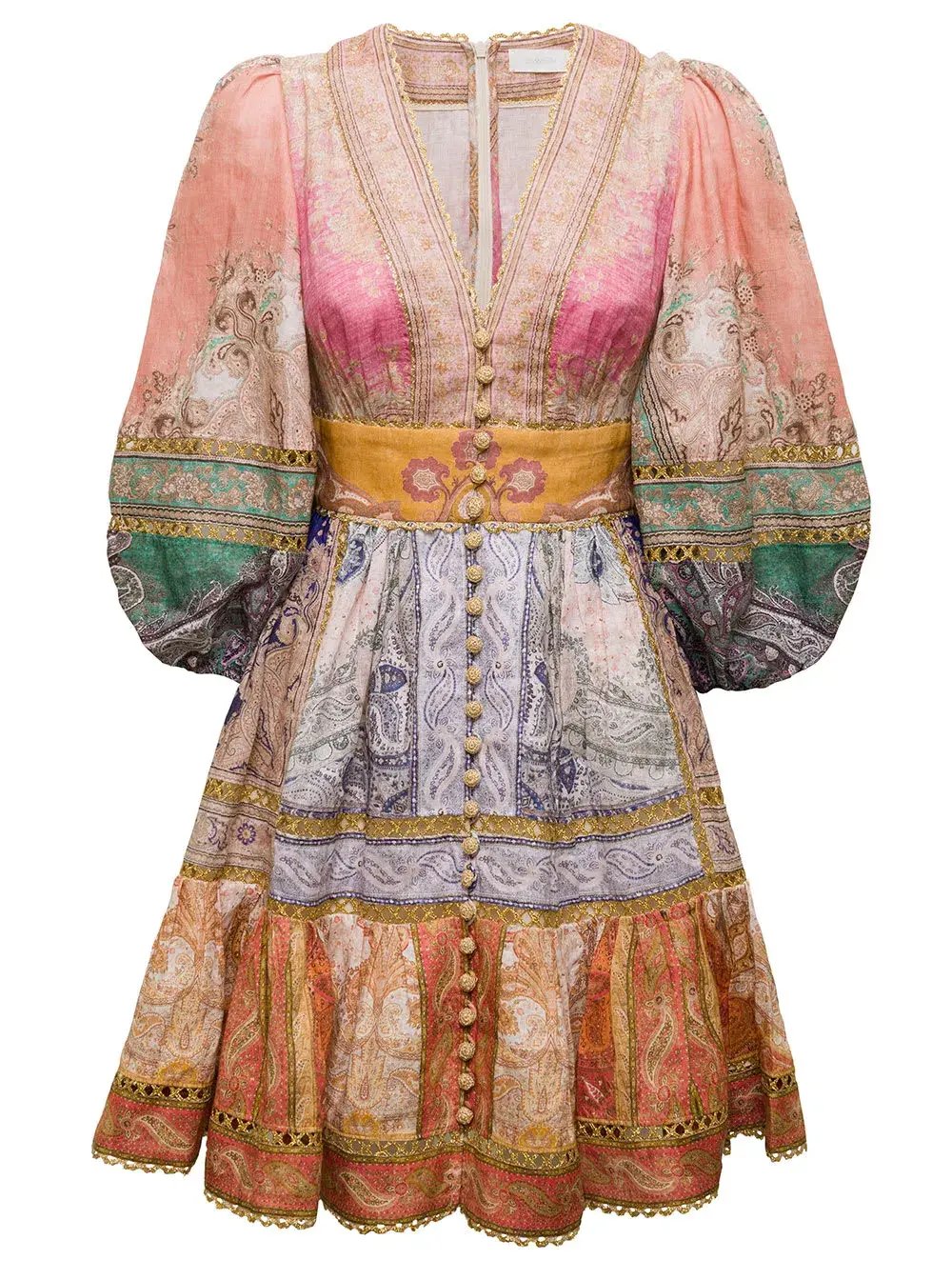 Zimmermann Anneke Lantern Mini Dress Spliced Size 0P / Au 6 photo 2