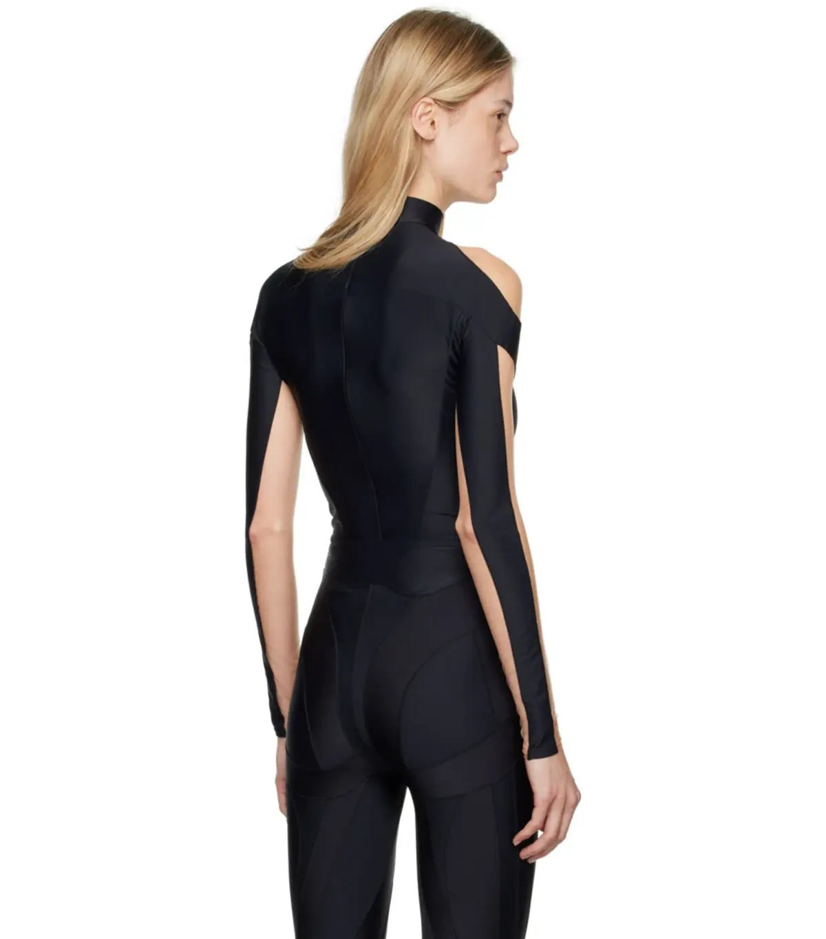 Mugler Illusion Neckline Bodysuit Black & Beige Size 36 / AU 8 photo 4
