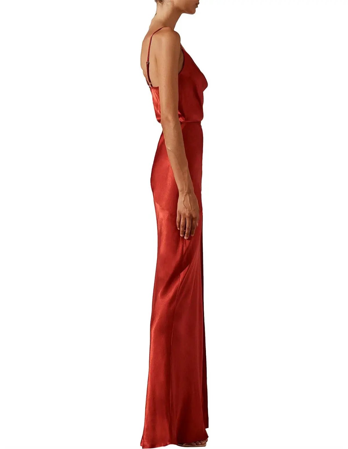 SHONA JOY La Lune Bias Cowl Maxi With Split - Red photo 4