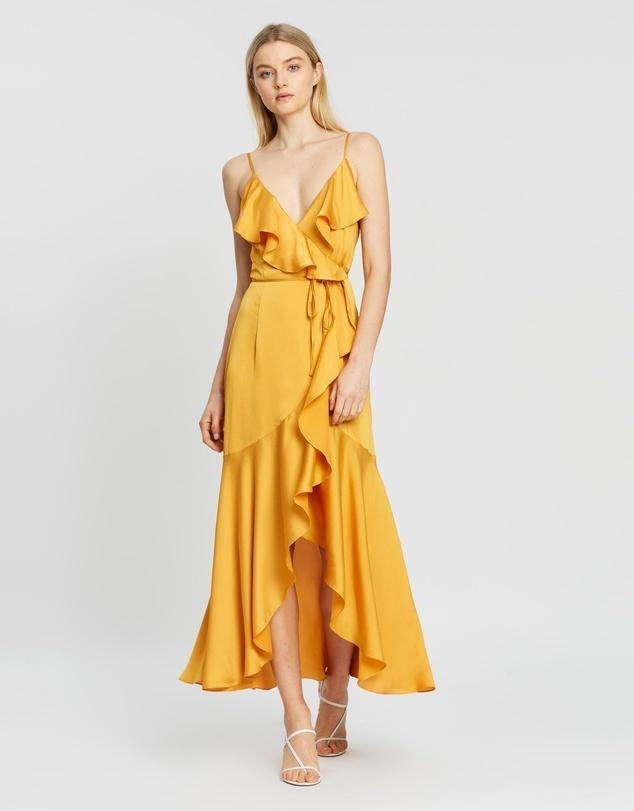 Shona Joy Oro Bias Frill Wrap Dress Yellow Size 10 photo 2