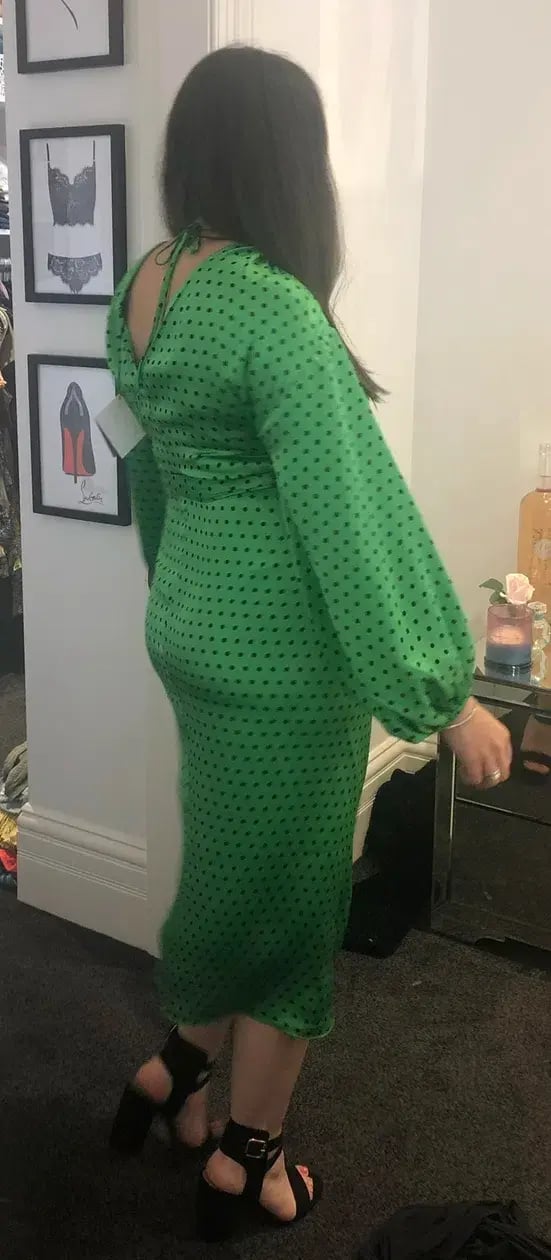 Scanlan Theodore Silk Spot Wrap Dress Green Size 10 photo 5