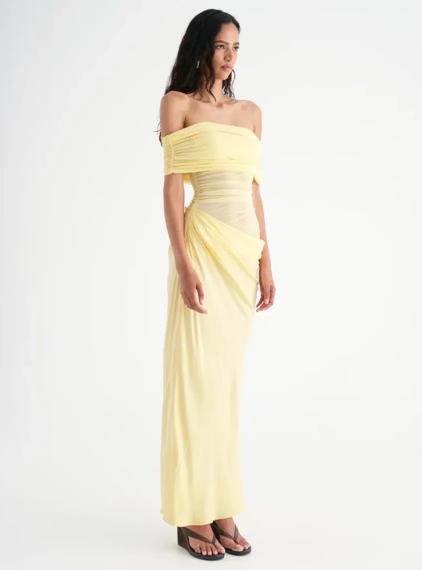 Benni Nico Off Shoulder Midi Dress Yellow Size 12 photo 2
