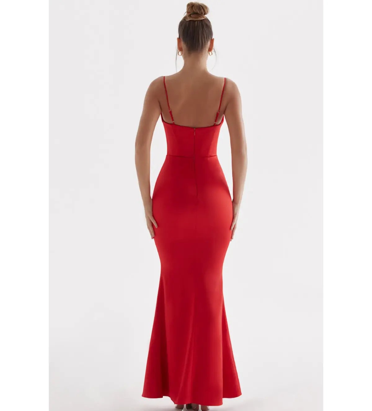 House of CB Olivette Red Rose Satin Corset Maxi Dress Red Size 12 photo 2