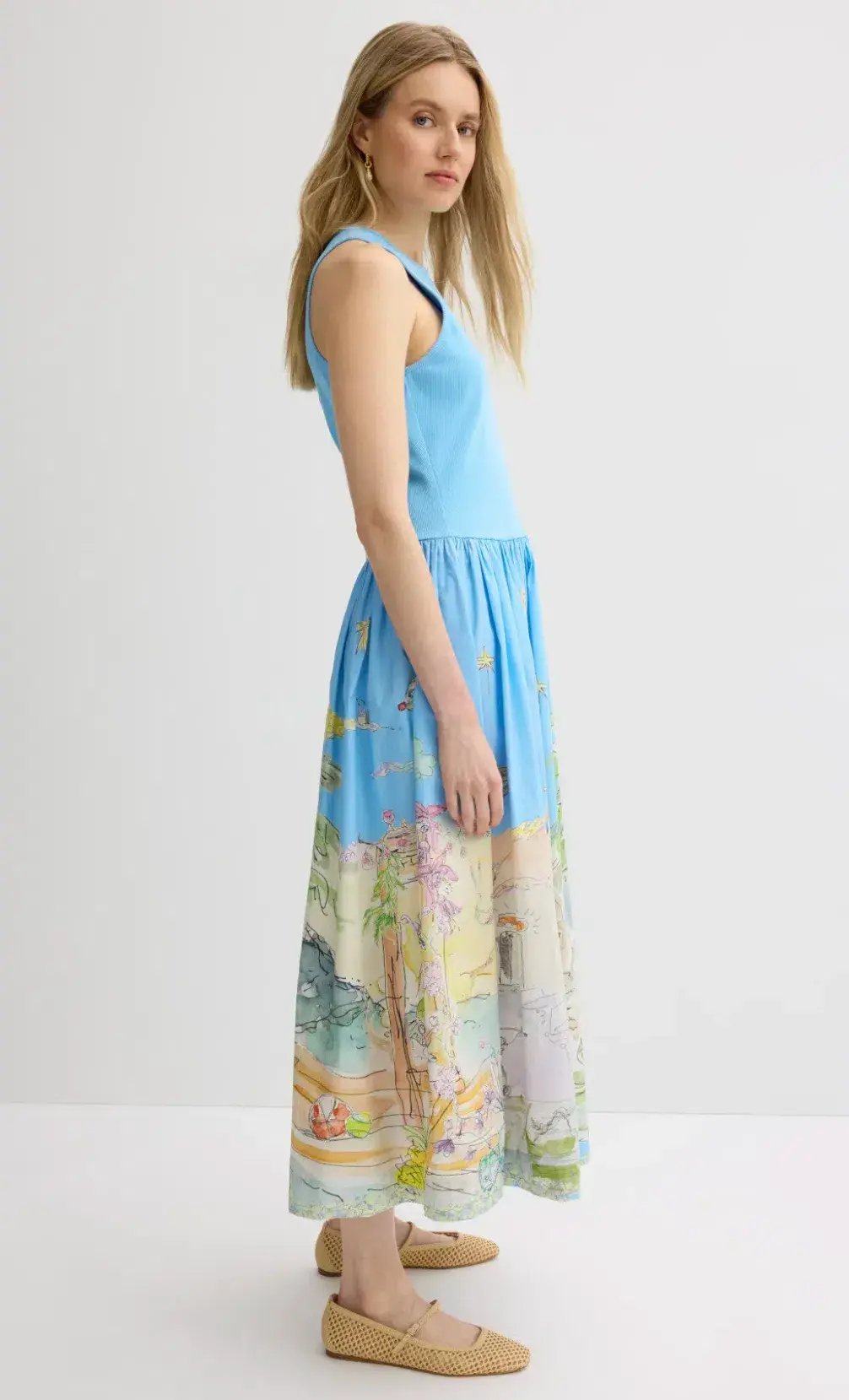 Alemais Anouk Tank Midi Dress Blue Print Size 14 photo 2