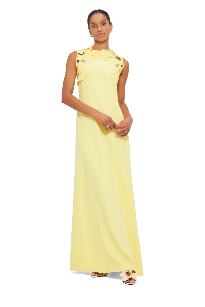 LEO LIN SOLENE APPLIQUÉ MAXI DRESS - SORBET YELLOW photo 5