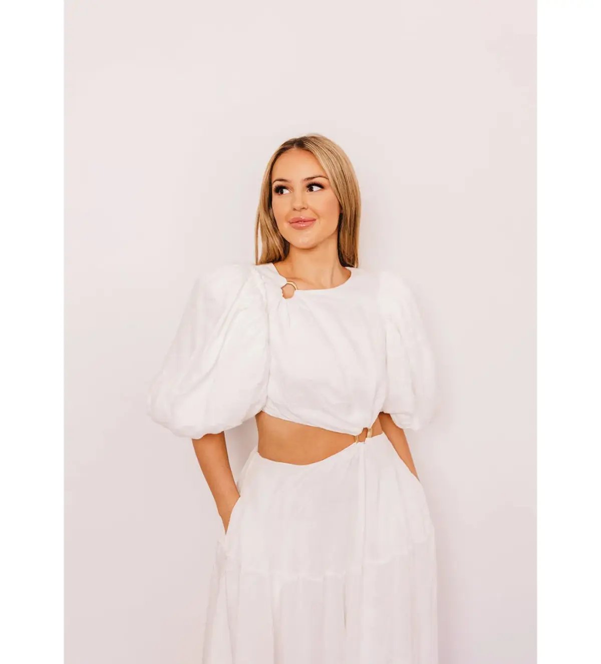 Aje Vanades Cut Out Ring Midi Dress in Ivory Size AU 6 photo 3