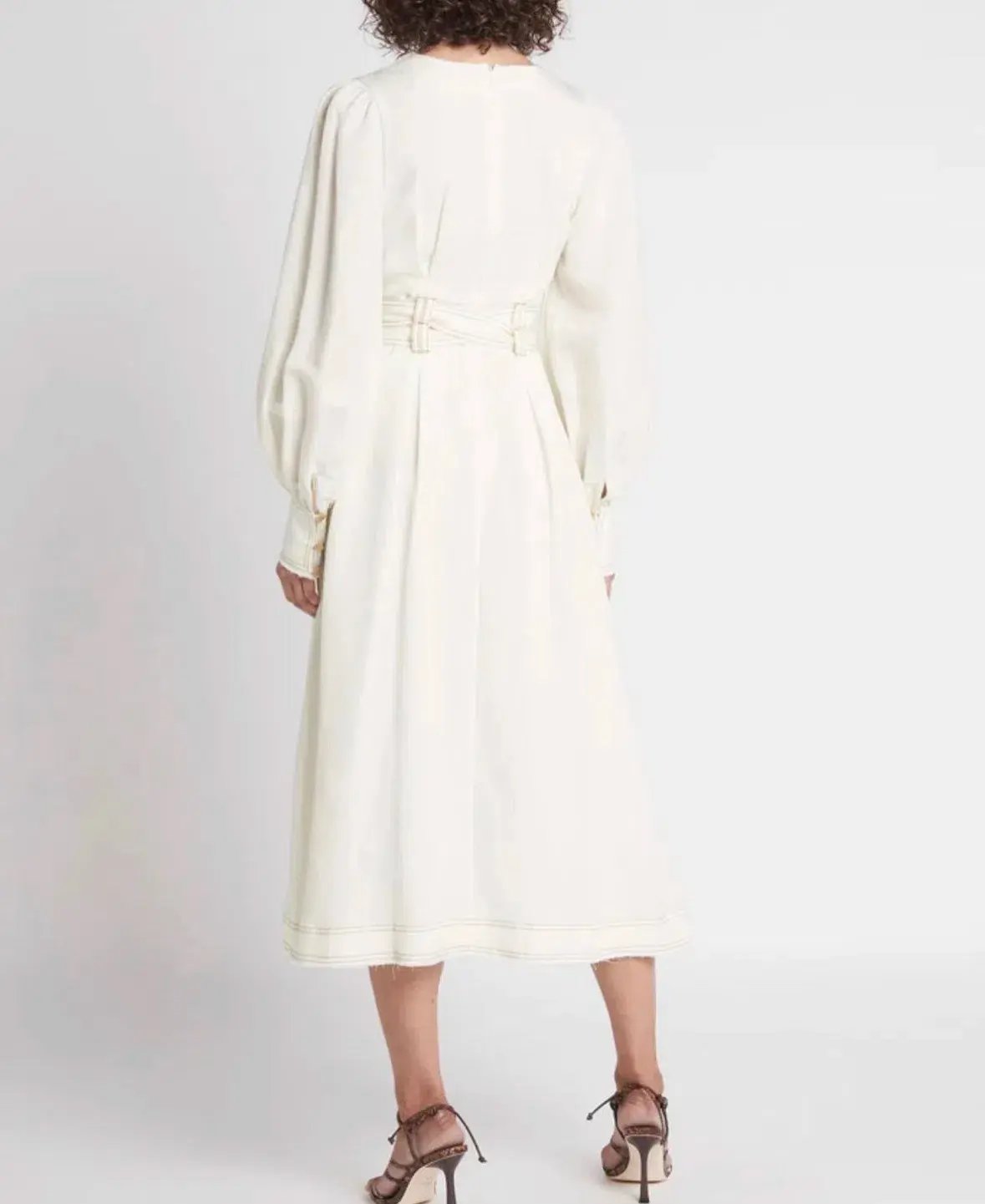 Aje Radiance Belted Midi Dress in Ivory Size XS / AU 6 photo 3