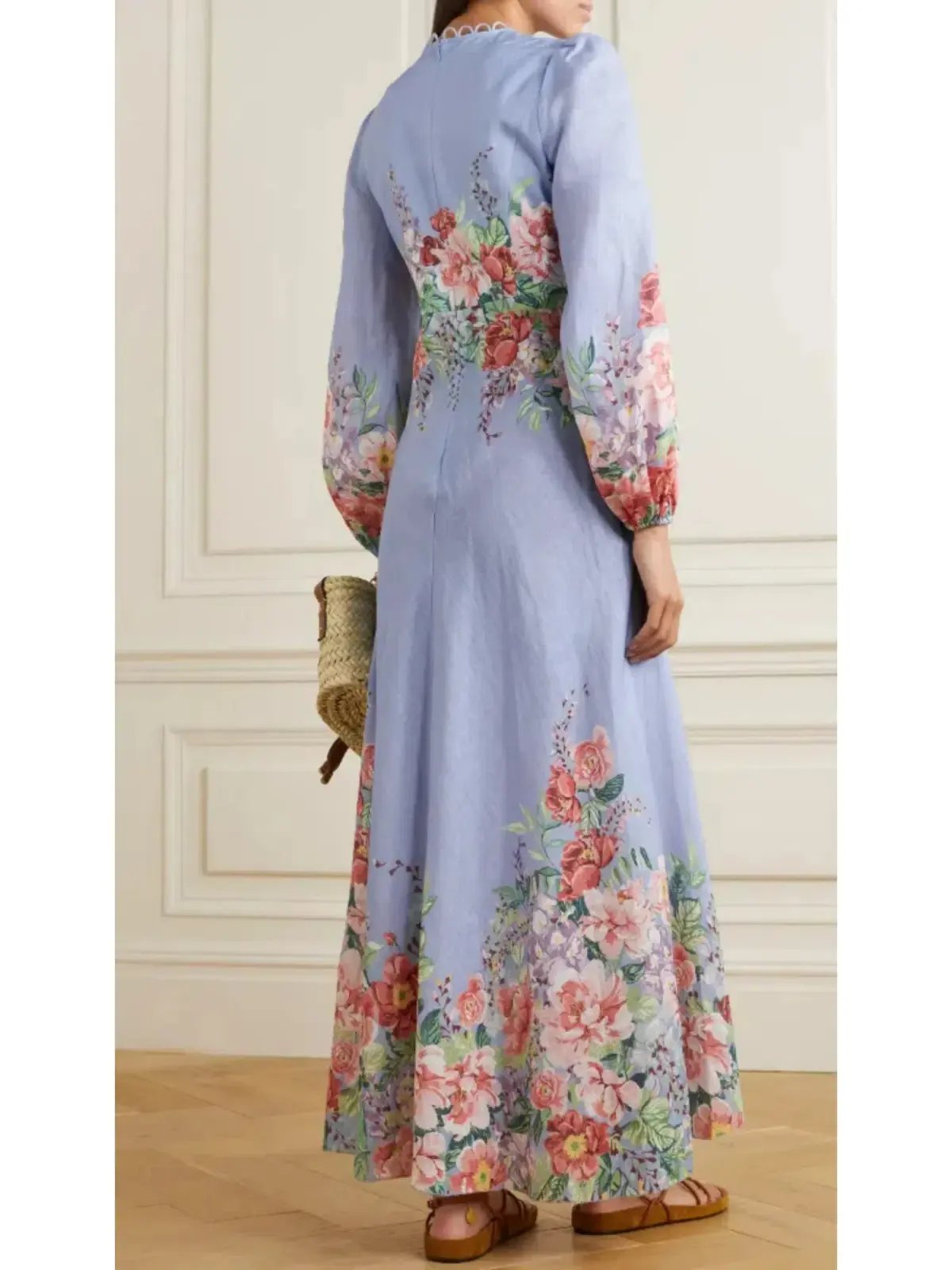 Zimmermann The Bellitude Floral Long Dress in Cornflower Floral Size 3 / AU 14 photo 2