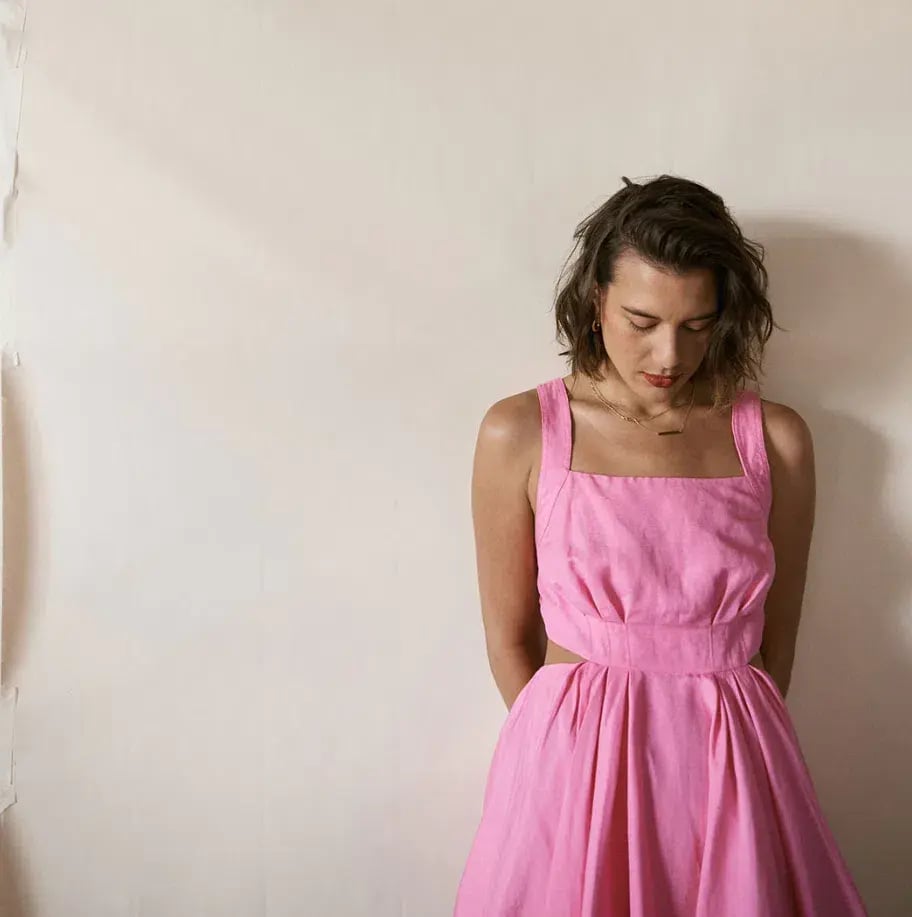 Aje Clara Tie Back Linen Blend Mini Dress Pink Size 10 photo 4