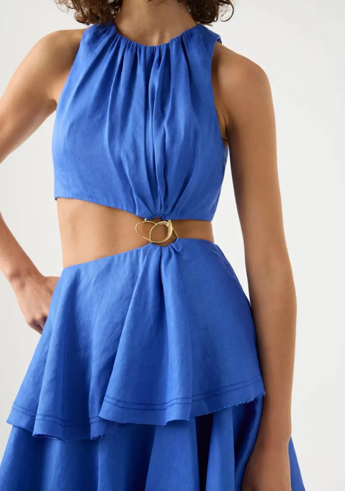 Aje Wave Cut Out Ring Midi Dress Marine Blue Size 10 photo 3