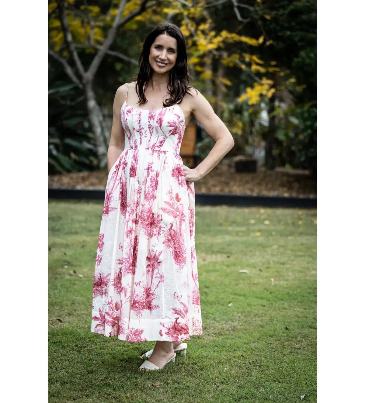 Zimmermann Waverly Corset Midi Dress Pink Palm Size 3 AU 14 photo 2