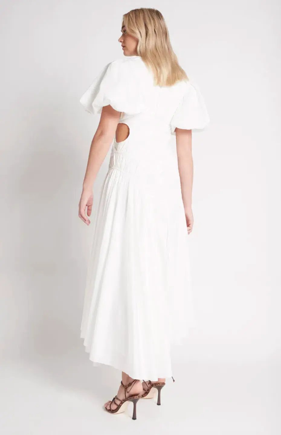 Aje Siren Drawstring Midi Dress in White Ivory Size 6 photo 4