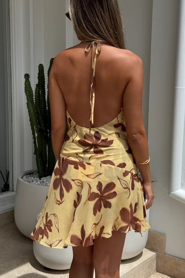 BENNI HARLOW HALTER MINI DRESS - BUTTER FLORAL photo 3