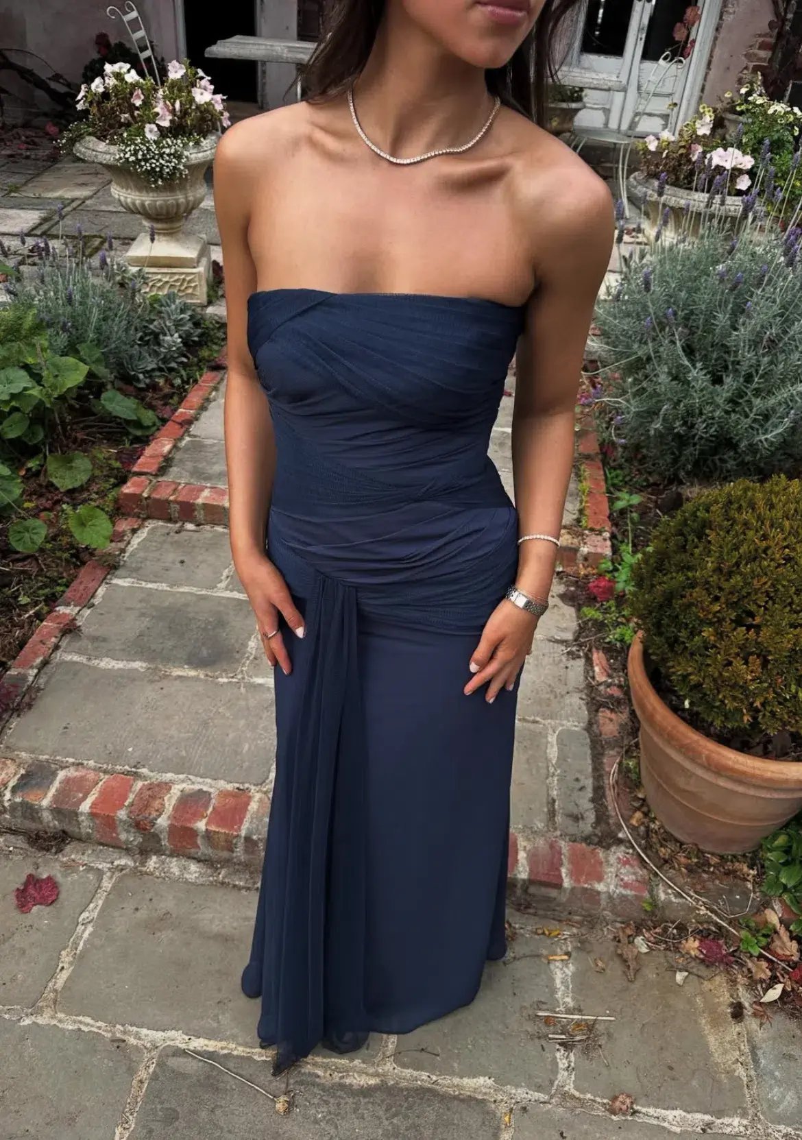 Vintage Vera Wang Gown in French Navy Size 8 photo 3