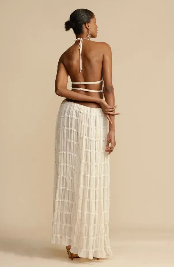 Arcina Ori Juliette Halter Top & Maxi Skirt Set Warm Cream Size L / AU 12 photo 3