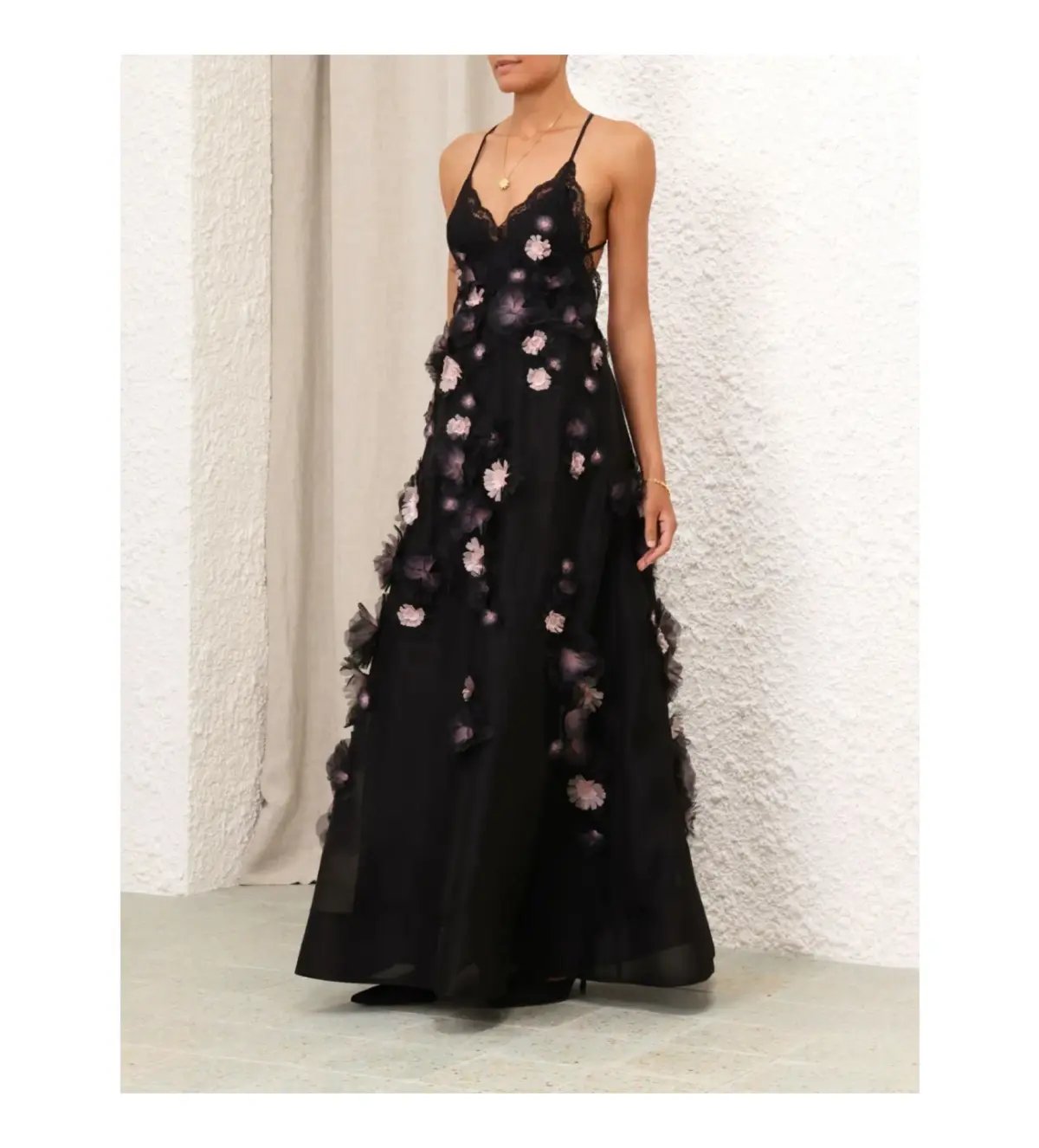 Zimmermann Matchmaker Daisy Slip Maxi Dress in Black Size AU 10 photo 2