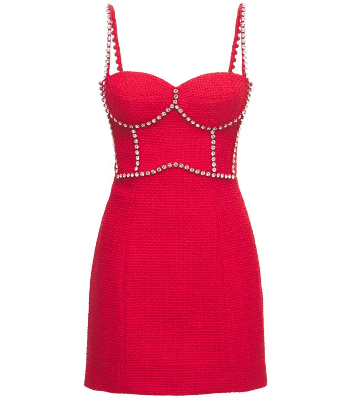 Area NYC Red Embellished Tweed Bustier Dress Red Size AU 6 photo 4