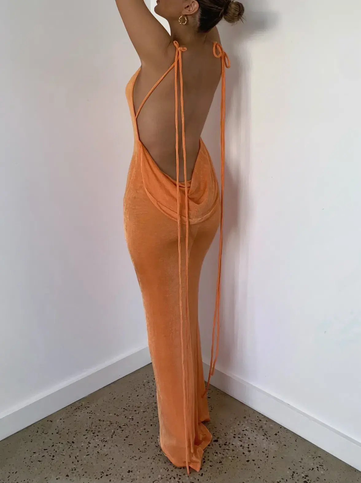 Mélani the Label Cristina Gown - Orange - Size Medium photo 6