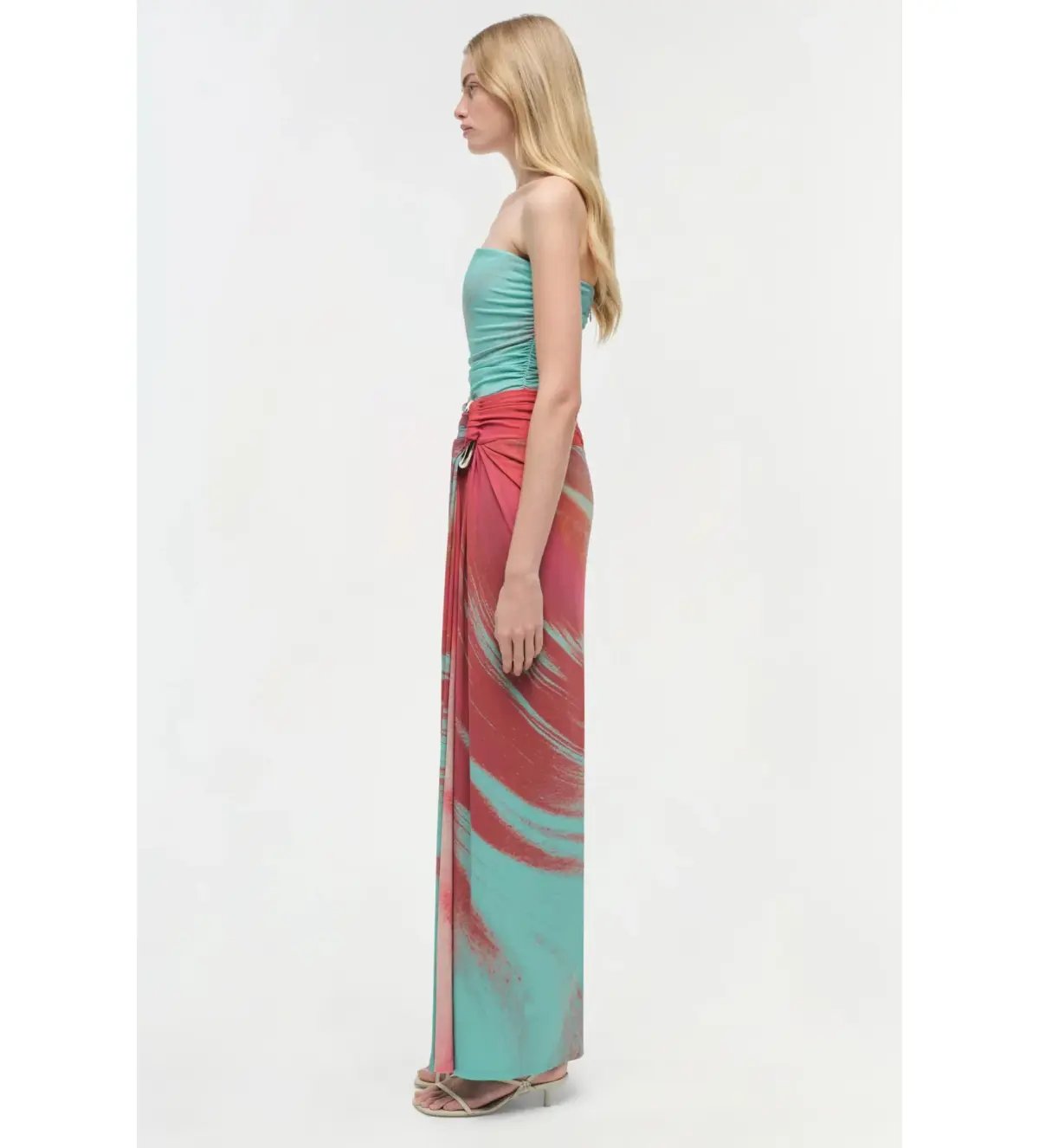 Simkhai Emma Printed Jersey Maxi Dress in Mint Marble Print Size US10/AU14 photo 2