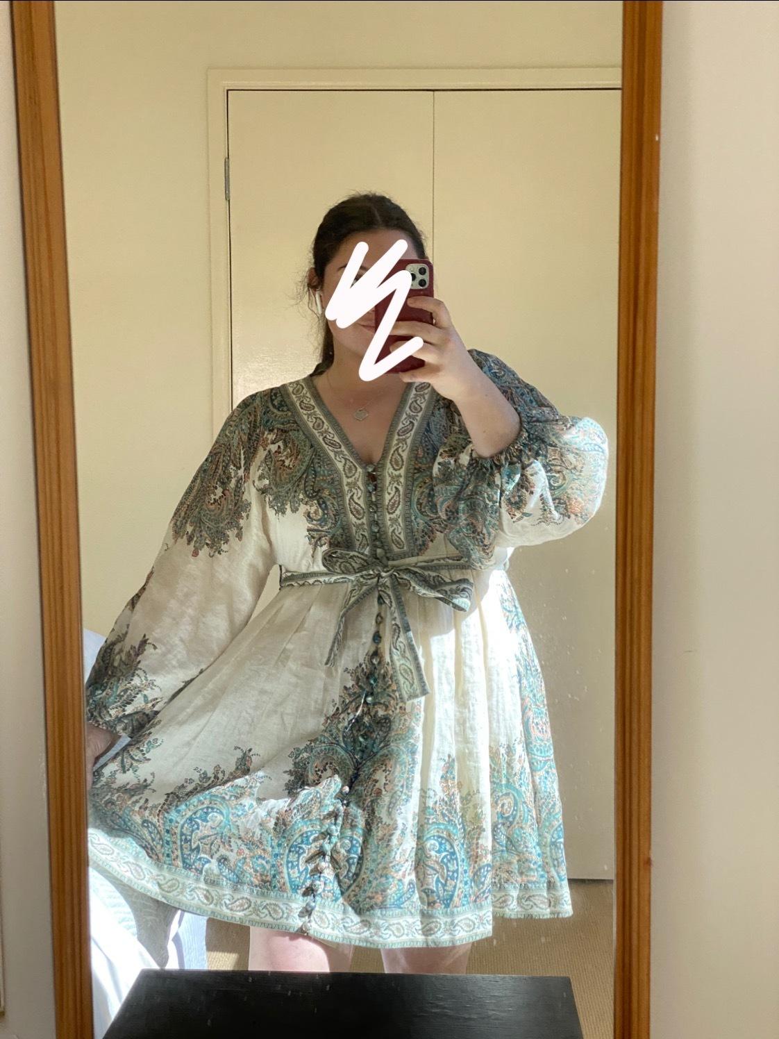 Brighton Paisley Mini Dress (cream/blue/blush, size 14) photo 4