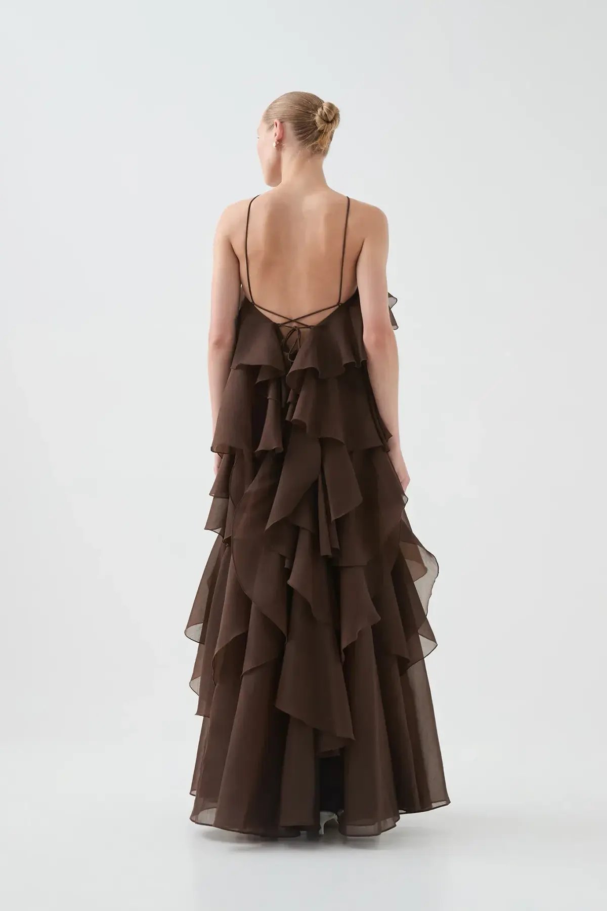 Aje Pandorea Layered Maxi Dress Carob Brown Size 16 photo 4
