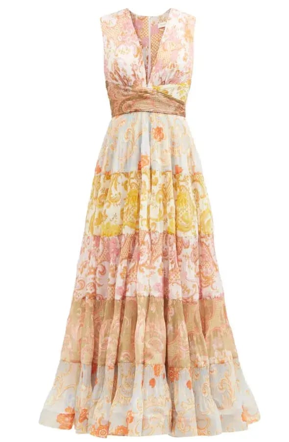 Zimmermann Postcard Pleated Midi Dress Spliced Size 0 / AUS 8 photo 4