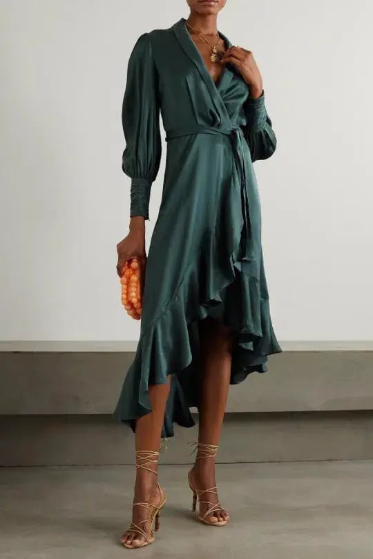 Zimmermann Silk Wrap Midi Dress - Green - Size 3 photo 3