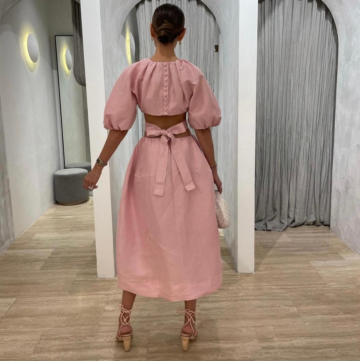 Aje Mimosa Cut Out Midi Dress Pink Size 6 photo 6