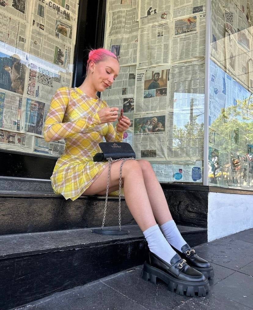 Diesel Tartan Check-Print Top in Yellow photo 3