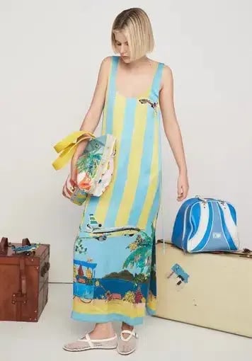 ALEMAIS All Aboard Silk Sleeveless Midi Dress Size 10 Au photo 2