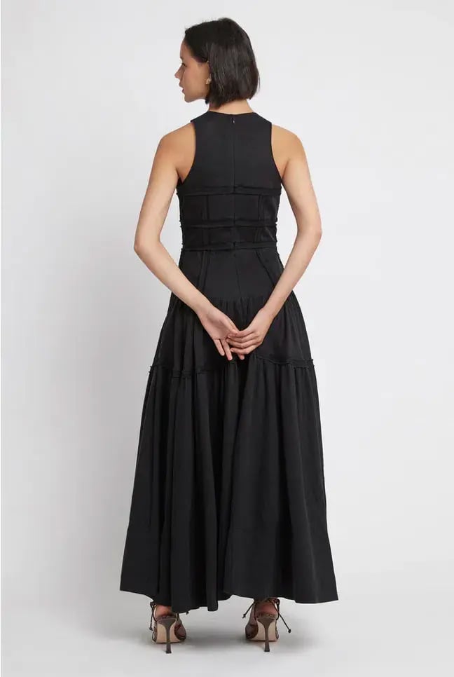 Aje Tidal Corset Midi Dress Black Size 6 photo 3