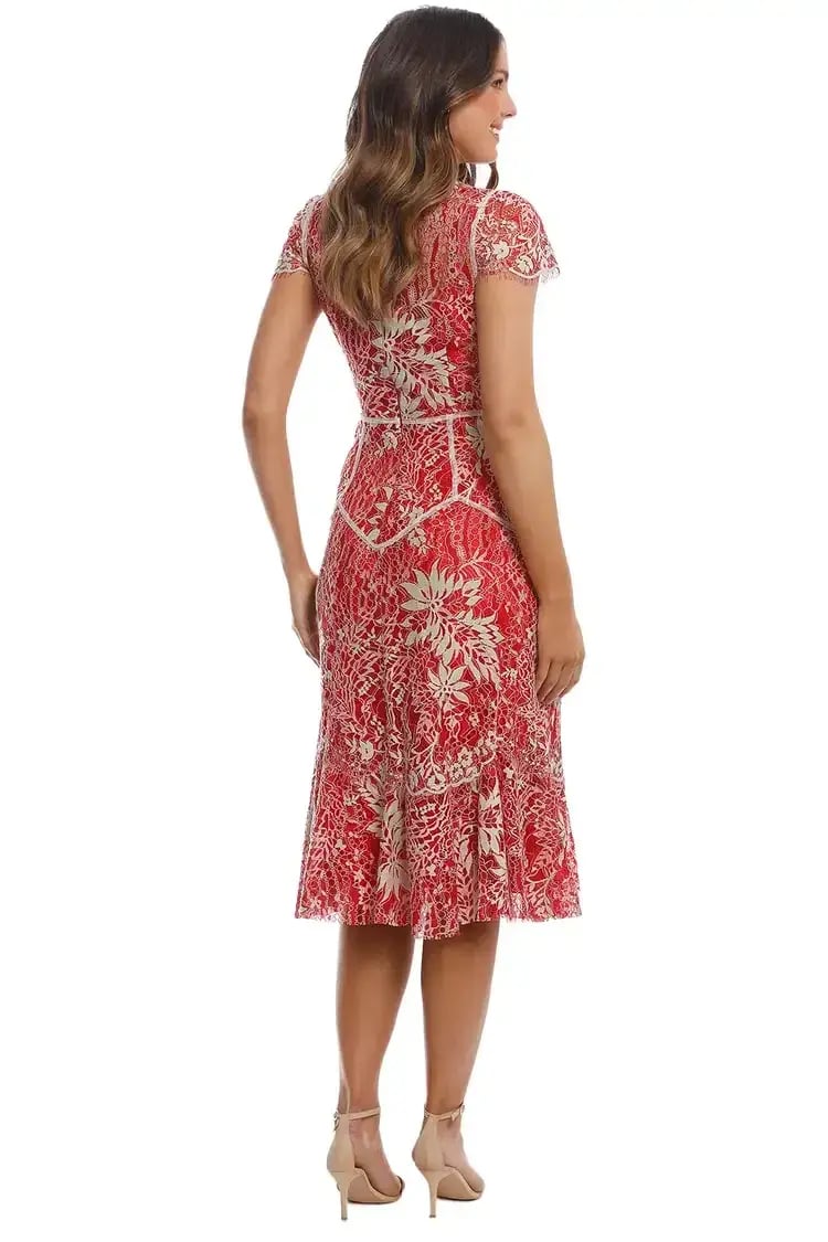 Moss and Spy Annika High Neck Dress Red Size 8 photo 3
