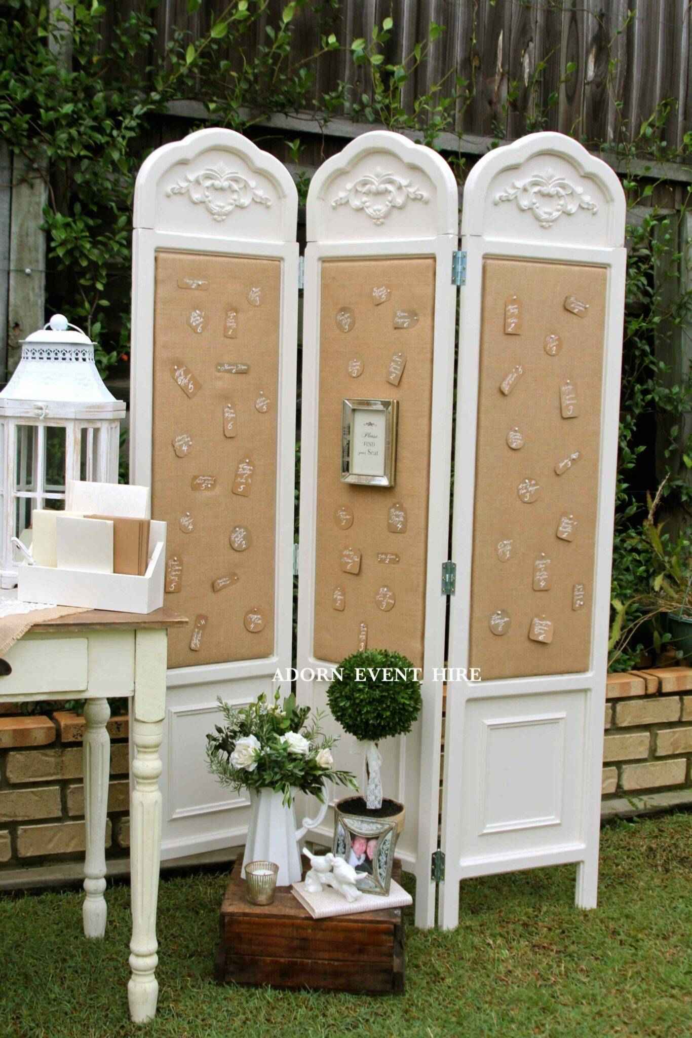 Ivory Folding Screen with interchangeable Pin Board Inserts photo 5