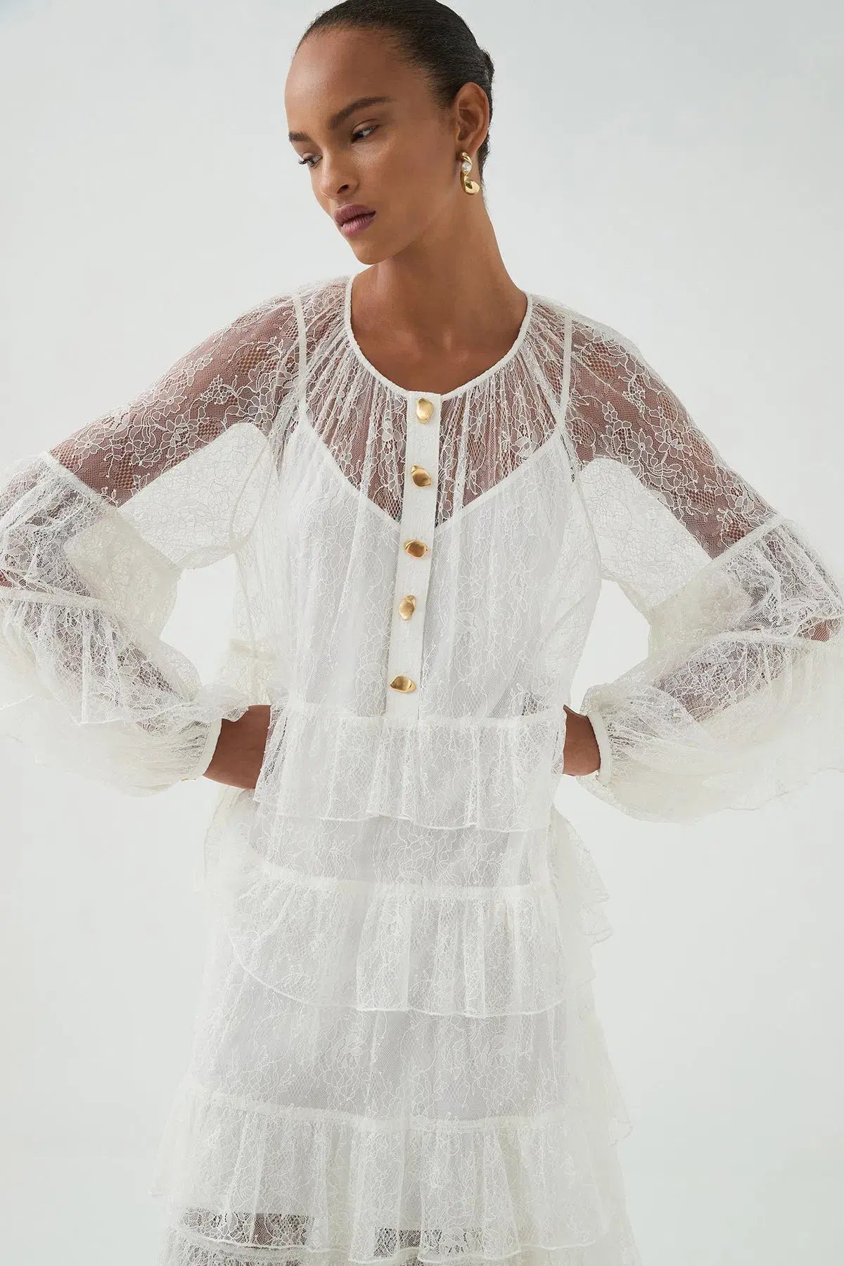 Aje Primrose Lace Maxi Dress White Size AU 4 photo 6