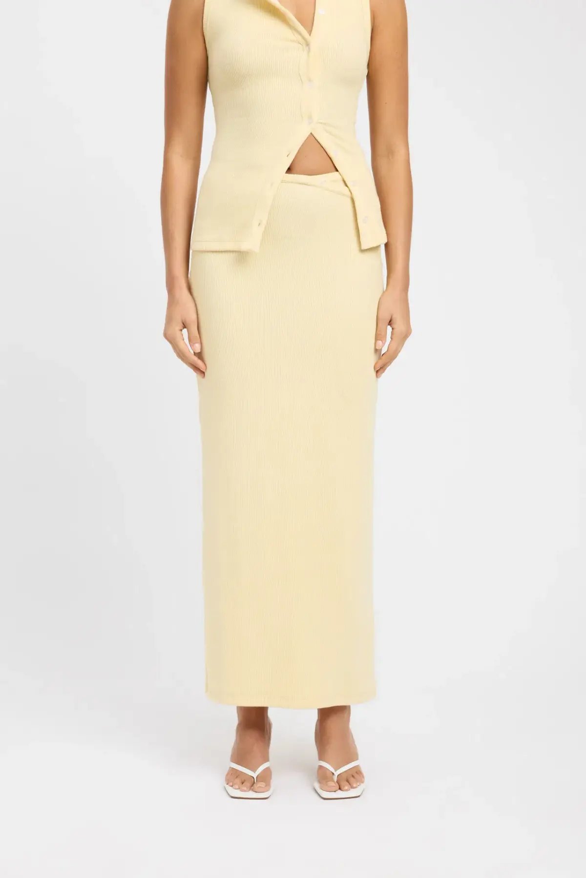 Kookai Bec Button Tank Size 36 and Carter Maxi Skirt Size 34 Set Butter photo 2