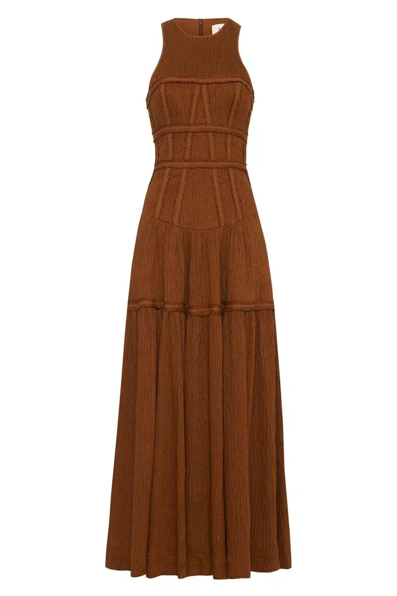 Aje Tidal Corset Midi Dress Coffee Size AU 8 photo 4